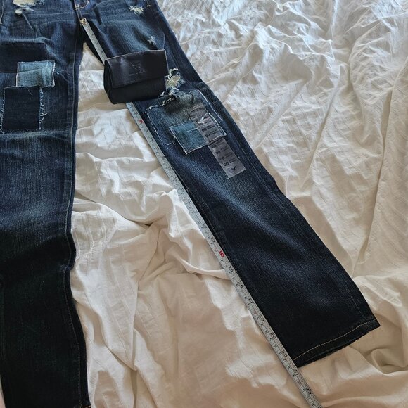 American Eagle Low Rise Patchwork Skinny Jeans - 2012 - Dark Wash - Sz 00 Reg - Picture 14 of 16